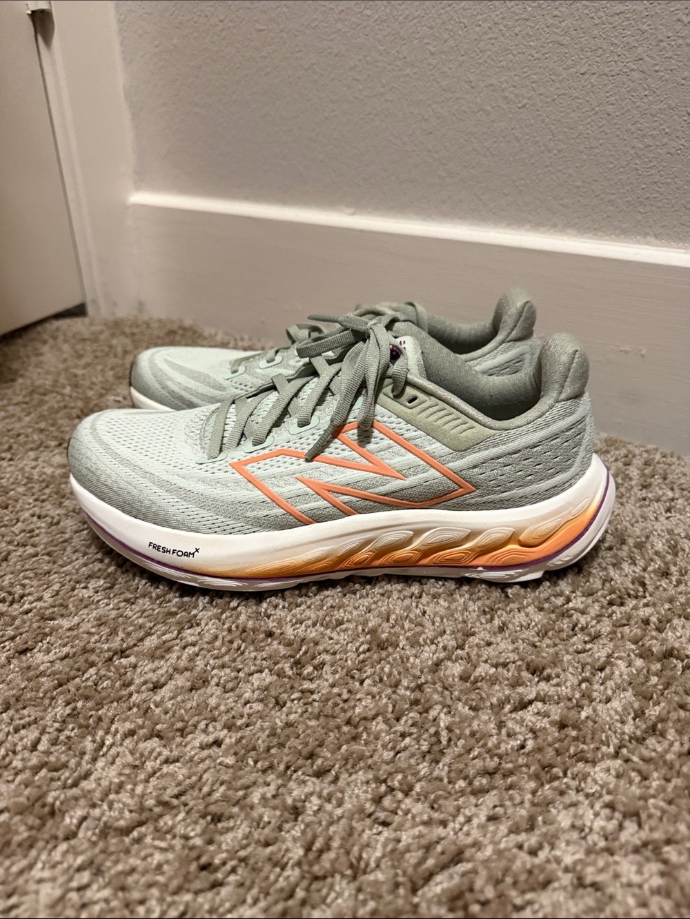 New Balance Women’s Running Sneakers - Sage Green with Peach Trim